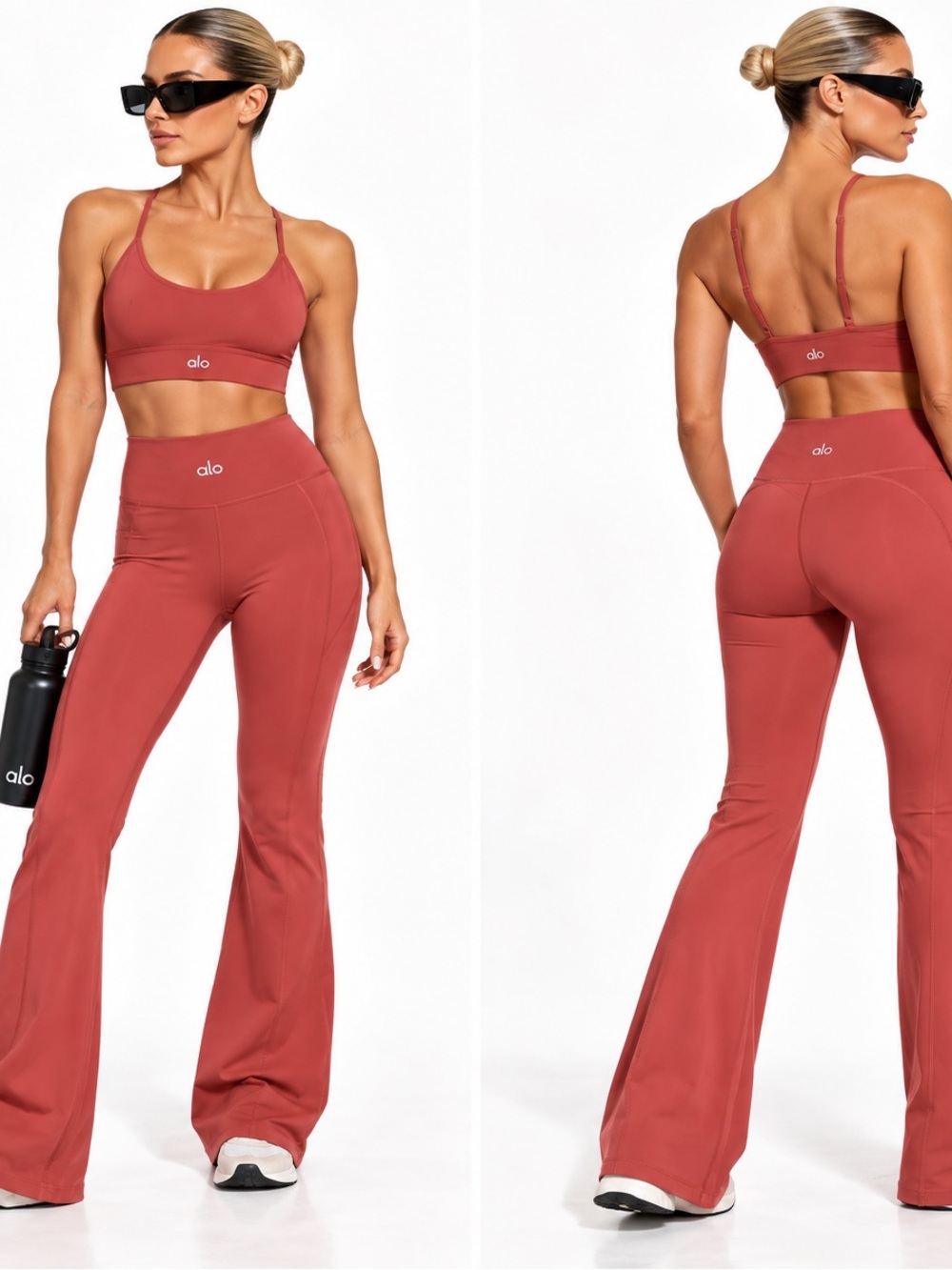 ALO Yoga High-Rise Flare Leggings — Rose Clay